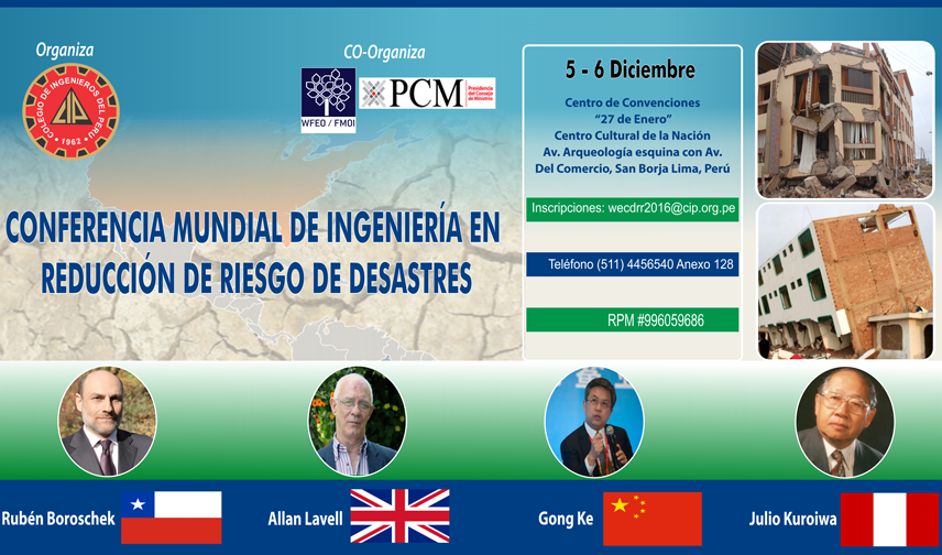 Perú sede de la Conferencia Mundial de Ingeniería en reducción del riesgo de desastres
