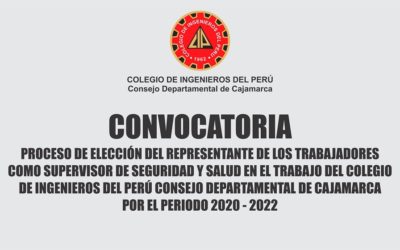 Convocatoria a Supervisor de SST CIP Cajamarca periodo 2020-2022