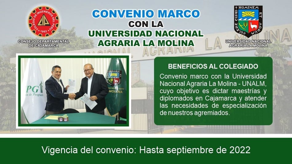 El Consejo Departamental de Cajamarca, firmó convenio con la UNALM