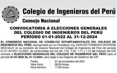 Convocatoria a elecciones del Colegio de Ingenieros del Perú