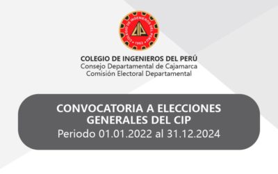 CONVOCATORIA A ELECCIONES GENERALES DEL CIP CAJAMARCA