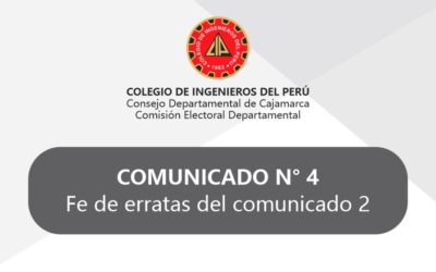 COMUNICADO N° 4 – CED – Fe de erratas del comunicado 2