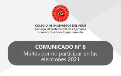 COMUNICADO 8: Multas por no participar en elecciones 2021
