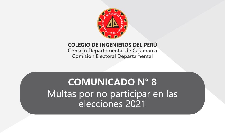 COMUNICADO 8: Multas por no participar en elecciones 2021