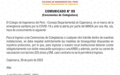 COMUNICADO 9: Ceremonias de Colegiaturas