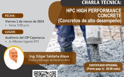 Charla Técnica: “HPC HIGH PERFORMANCE CONCRETE (Concretos de alto desempeño)”