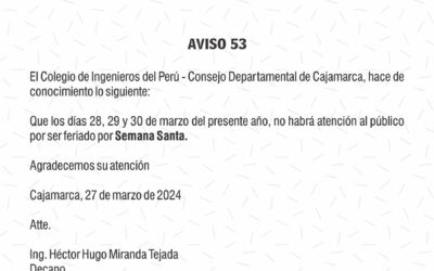 AVISO 53: Feriado por Semana Santa
