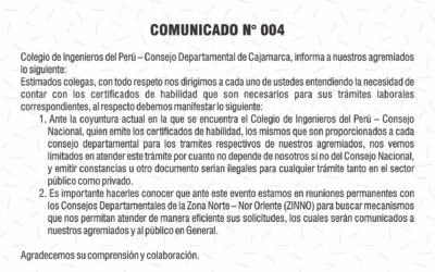 COMUNICADO N° 004 – 2025: Certificado de habilidad