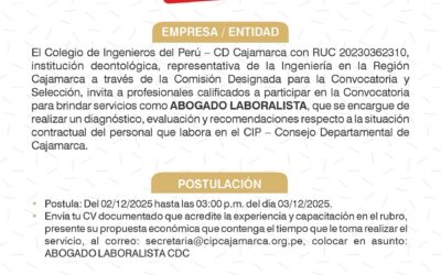 CONVOCATORIA a contratación de un ABOGADO LABORALISTA